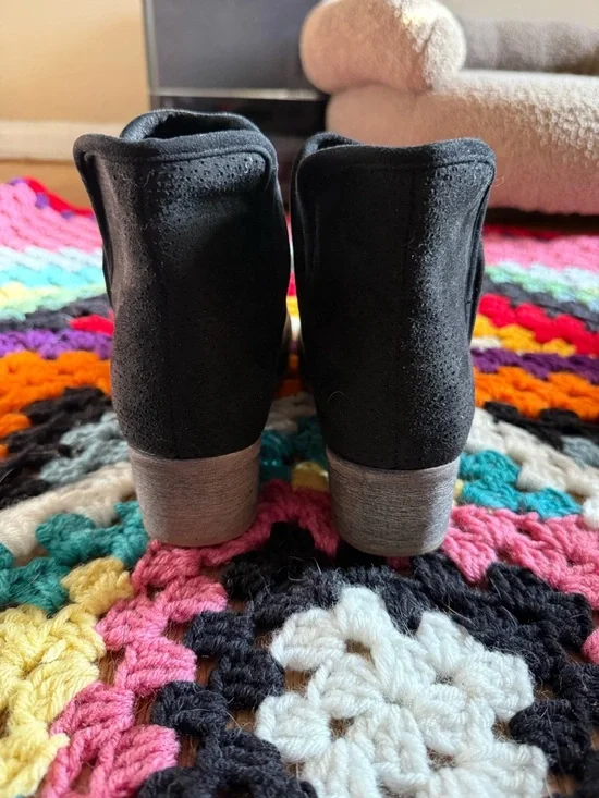 Seven7 Black Suede Ankle Booties with Low Heel - Picture 3 of 8